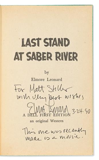 Leonard, Elmore (1925-2013) Last Stand at Saber River, Four Signed First Edition Paperback Copies.